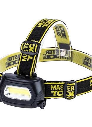 Ліхтар налобний з регулюванням нахилу mastertool 3 режими 75х46х29 мм cob led 3xaaa abs 94-0810