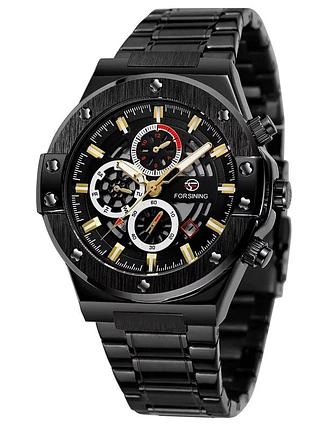 Наручний годинник forsining 6914 black steel