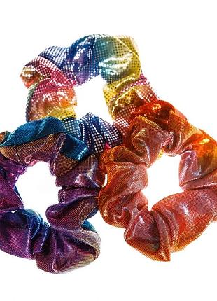 Резиночки для волосся scrunchies кольори веселки