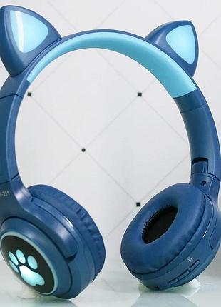 Bluetooth навушники cat ear xy-231 led- темно-синій