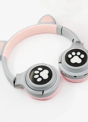 Bluetooth навушники cat ear xy-231 led- сірий