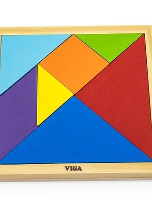 Гра-головоломка viga toys кольоровий дерев'яний танграм, 7 ел. (55557)