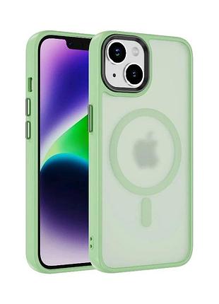 Чохол накладка matte color with magsafe для iphone 13 pro max- light green