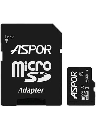 Карта пам`яті aspor microsdxc 256gb uhs-iii (class 10) + sd adapter