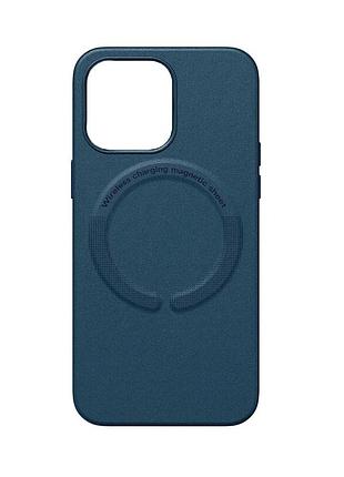 Чохол накладка leather with magsafe iphone 14 plus- indigo blue