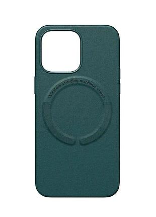 Чохол накладка leather with magsafe iphone 13 pro max- forest green