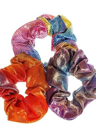 Резиночки для волосся scrunchies голографічний вибух