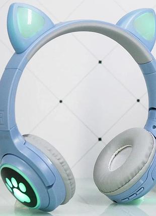 Bluetooth навушники cat ear xy-231 led- голубий