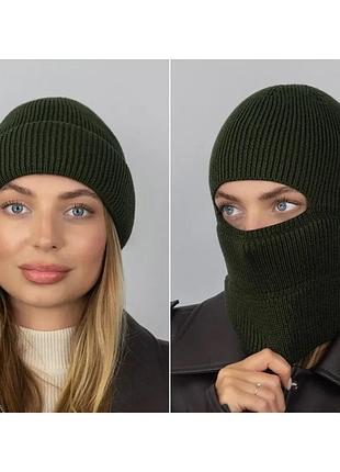 Чёрная шапка балаклава подшлемник хаки