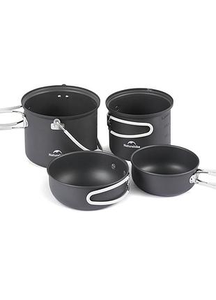 Набор посуды (2 кастрюли, 2 крышки) naturehike nh18t018-g, алюминий