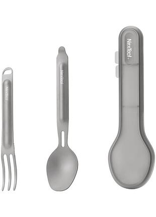 Туристический набор ложка-вилка nextool titanium tableware set, титан