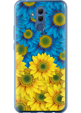 Чехол на huawei mate 20 lite жёлто-голубые цветы из силикона fch_0173103