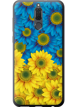 Чехол на huawei mate 10 lite жёлто-голубые цветы из силикона fch_0173105