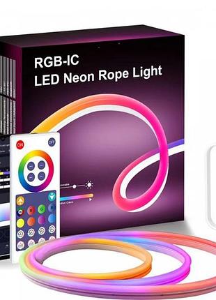 Неоновая светодиодная лента led neon strip 5 м · неоновый rgb гибкий шнур с управлением от телефона