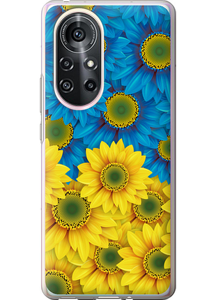 Чехол на huawei nova 8 pro жёлто-голубые цветы из силикона fch_0173093