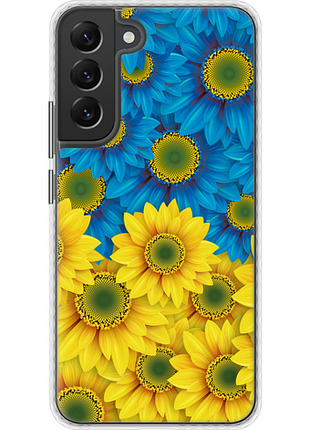Чехол на samsung galaxy s22 plus жёлто-голубые цветы bumper fch_0173110