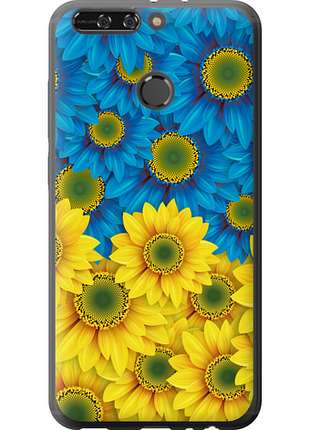 Чехол на huawei honor v9 / honor 8 pro жёлто-голубые цветы из силикона fch_0173099