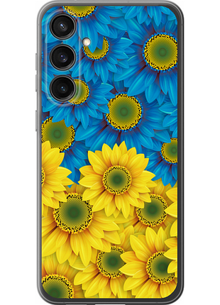 Чехол на samsung galaxy s23 fe жёлто-голубые цветы из силикона fch_0173111