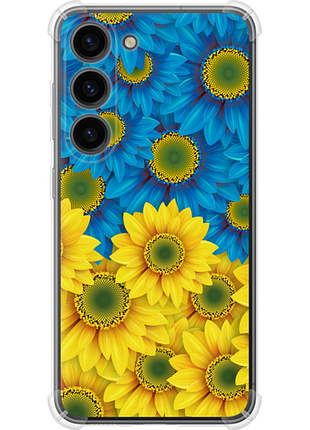 Чехол на samsung galaxy s23 жёлто-голубые цветы из силикона fch_0173123