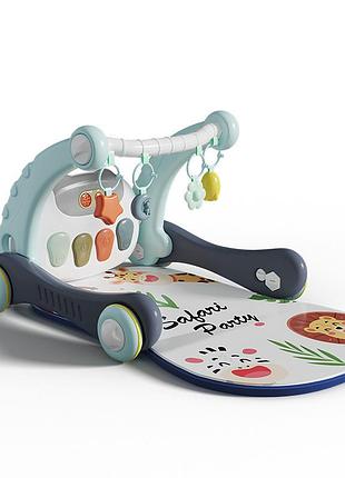 Ходунки с ковриком для малышей baby steps с музыкальным центром, бизабордом, пианино и bluetooth подключением + пульт ду