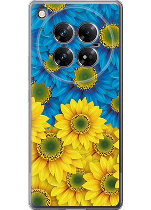 Чехол на infinix zero 40 5g жёлто-голубые цветы из силикона fch_0173117