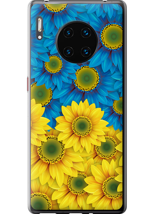 Чехол на huawei mate 30 pro жёлто-голубые цветы из силикона fch_0173102