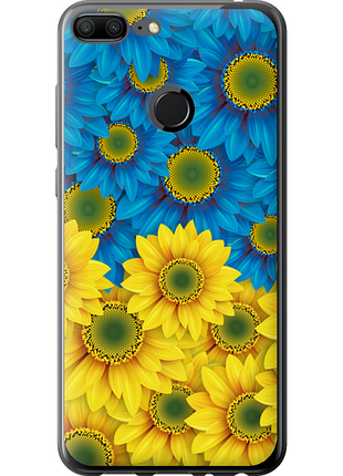Чехол на huawei honor 9 lite жёлто-голубые цветы из пластика fch_0173098