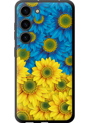 Чехол на samsung galaxy s23 жёлто-голубые цветы tpu fch_0173124