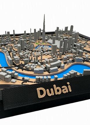 3d карта города дубай, объемная карта, 3d-печать