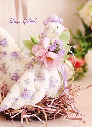 Курочка пасхальная в цветочек elena goloob 18*18 см сиреневый с белым