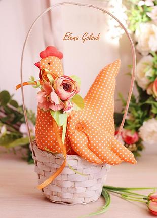 Курочка пасхальная в горошек elena goloob 18*18 см оранжевый