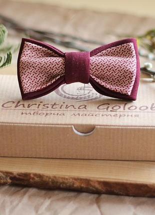 Галстук-бабочка двойной christina goloob summer бордовый с песочным