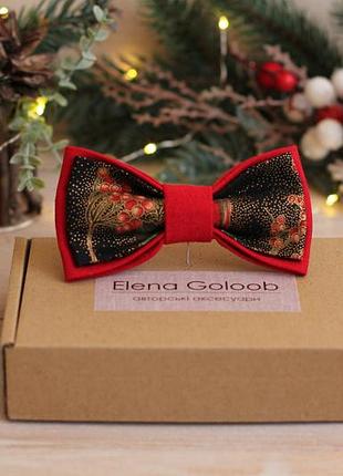Галстук-бабочка elena goloob new year one size черная с золотом