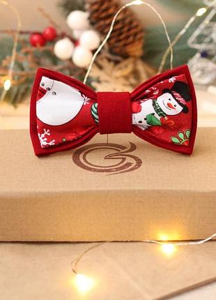 Галстук-бабочка elena goloob new year one size снеговик красный