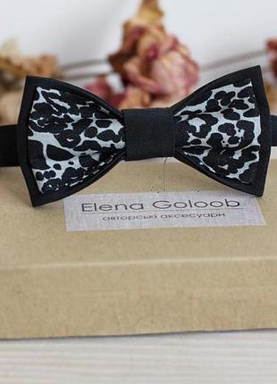 Галстук-бабочка двойной elena goloob шелк черно-белый