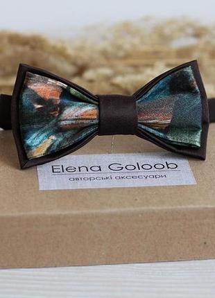 Галстук-бабочка elena goloob шелк " абстракция" коричневый