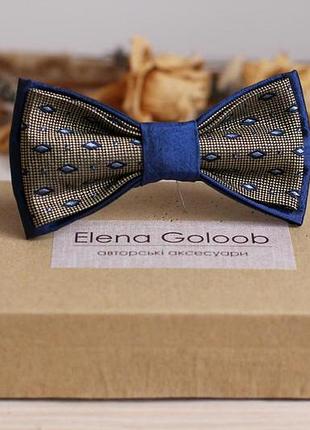 Галстук-бабочка elena goloob шелк синий с золотистым
