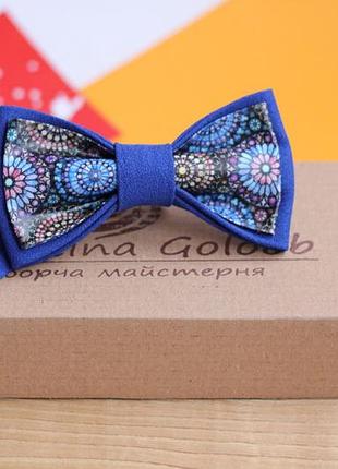 Краватка-метелик christina goloob print one size "мозаїка" яскраво-синій