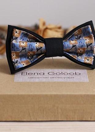 Галстук-бабочка elena goloob шелк и шерсть темно синий с голубым