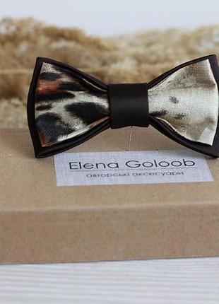 Галстук-бабочка двойной elena goloob шелк анималистичный коричневый