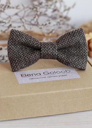 Галстук-бабочка шерсть в елочку elena goloob коричневый