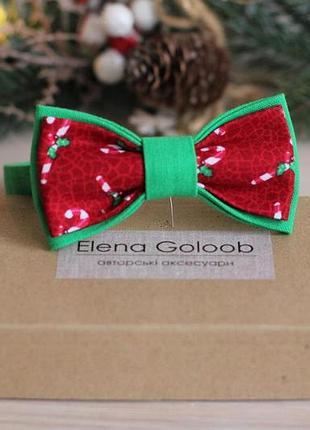 Галстук-бабочка детский elena goloob new year one size рождественская карамелька красный с зеленым
