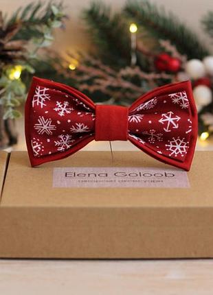 Галстук-бабочка elena goloob new year one size снежинки терракотовый