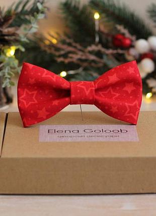 Галстук-бабочка elena goloob new year one size с фоновым рисунком звезды красный