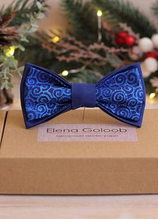 Галстук-бабочка elena goloob new year one size зимние узоры синий