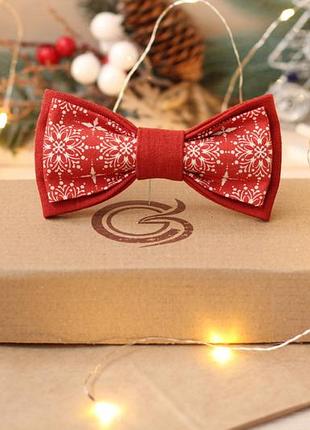 Галстук-бабочка elena goloob new year one size искристые снежинки терракотовый
