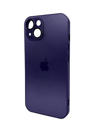 Чохол для смартфона ag glass matt frame color logo for apple iphone 14 deep purple