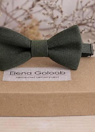 Галстук-бабочка elena goloob one size лен темно-зеленый (хвойный )