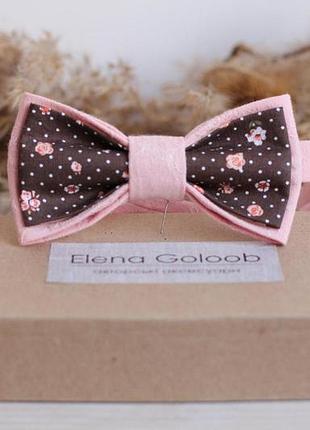 Галстук-бабочка elenagoloob romantik one size коралловый с коричневым