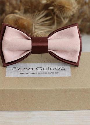 Галстук-бабочка elena goloob duetto медно-коричневый с бежево-персиковым